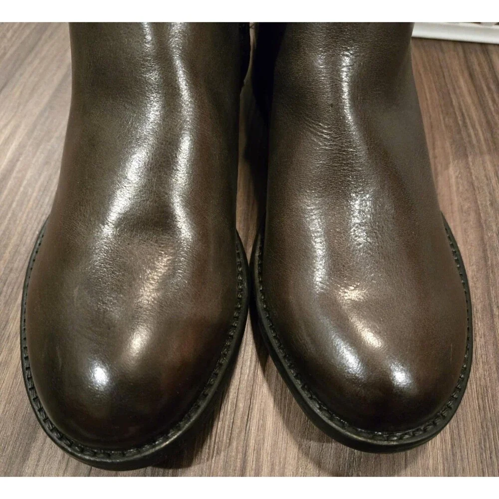 Bussola Trista Womens Size 38 Brown Vintage Calf Leather Tall Boots Zipped